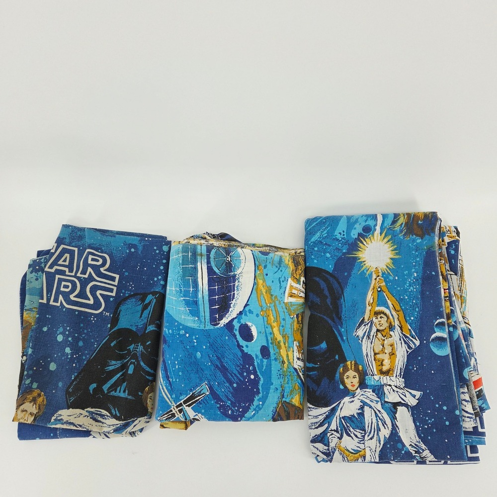 Star Wars Vintage 1977 Bibb Twin‎ Bed Set 3pc Flat & Fitted Sheet 1 Pillowcase